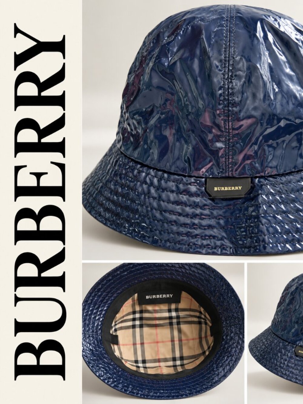 Burberry Men's Glossy Navy Bucket Hat